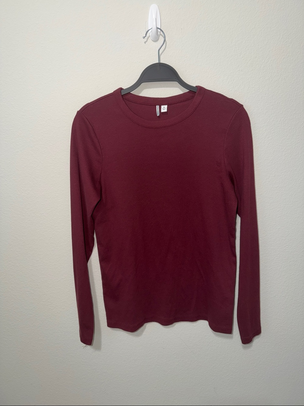 Nordstrom burgandy  Long-Sleeve ribbed  Crewneck Shirt